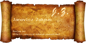Janovicz Zakeus névjegykártya